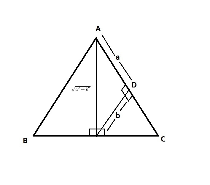 Given: ∆ABC –iso. ∆, m∠BAC = 120° AH ⊥ BC HD ⊥ AC AD = a cm, HD = b cm Find: P∆ADH-example-1