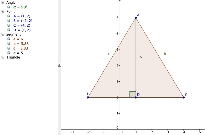 ∆ABC has the points A(1, 7), B(-2, 2), and C(4, 2) as its vertices. The measure of-example-1