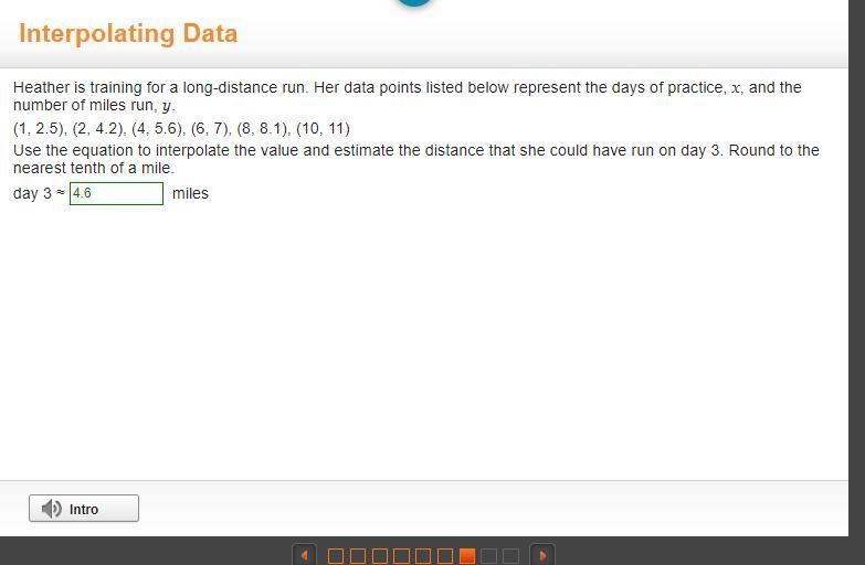 Heather is training for a long-distance run. Her data points listed below represent-example-1