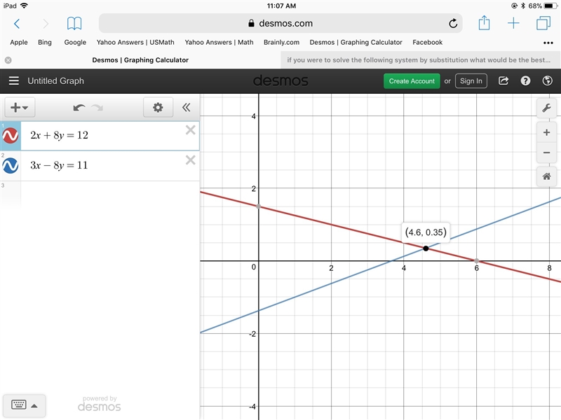 if you were to solve the following system by substitution what would be the best variable-example-1