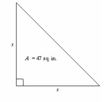 Find the value of x. if necessary, round to the nearest tenth a=47sq in-example-1