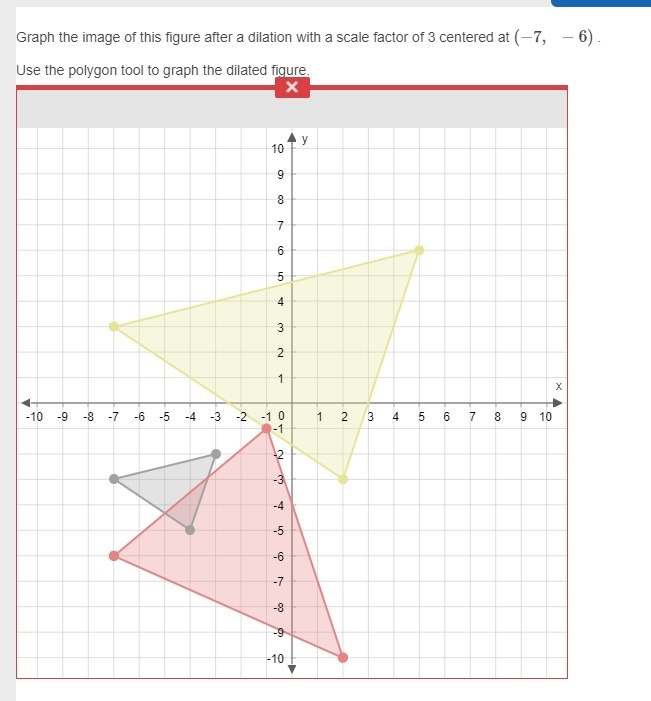 PLS HELP! Graph the image of this figure after a dilation with a scale factor of 3 centered-example-1