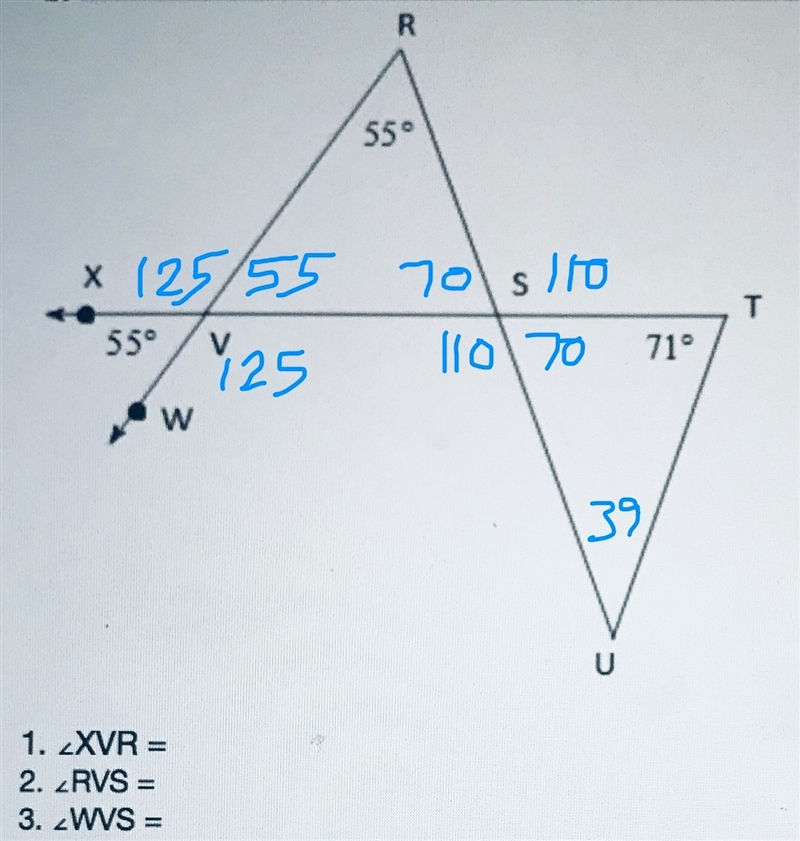 CAN someone help with measure of angles RSV VSU UST-example-1