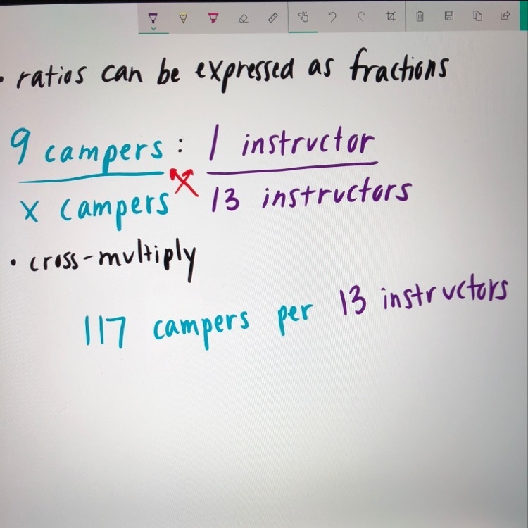 The camper to instructor ratio at a summer camp is 9 campers to 1 instructor. If the-example-1