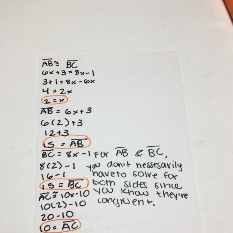 Triangle ABC is an isosceles triangle. Sides AB and BC are congruent.-example-1