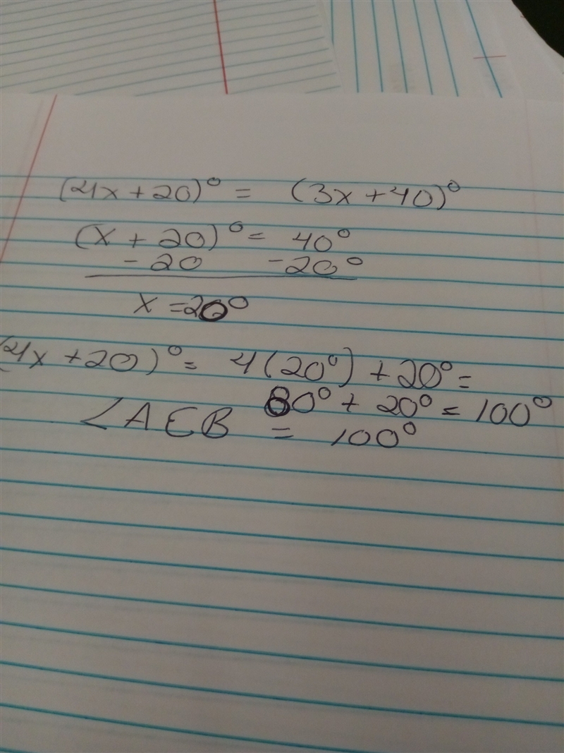 Find m< AEB A. 80* B. 90* C. 100* D. 120*-example-1