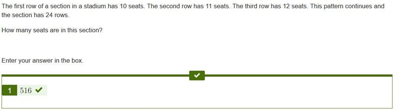 The first row of a section in a stadium has 10 seats. The second row has 11 seats-example-1