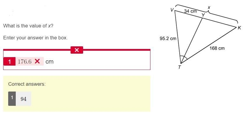 What is the value of x? Enter your answer in the box. ?cm-example-1