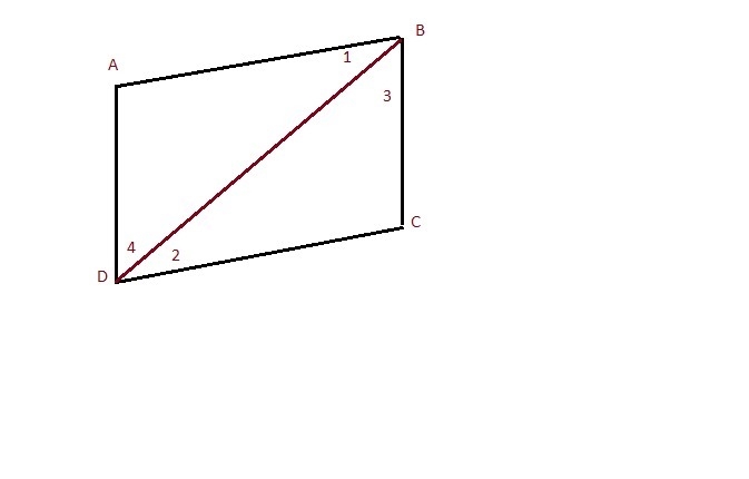 Look at the parallelogram ABCD shown below: A parallelogram ABCD is drawn with BD-example-1