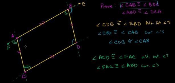 Prove that opposite angles of a parallelogram are congruent. Be sure to create and-example-1