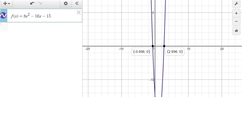 What are the zeros of the quadratic function f(x) = 8x2 – 16x – 15? x = –1 – and x-example-1