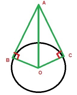 Given that two tangent lines are constructed from the shared point A outside a circle-example-1