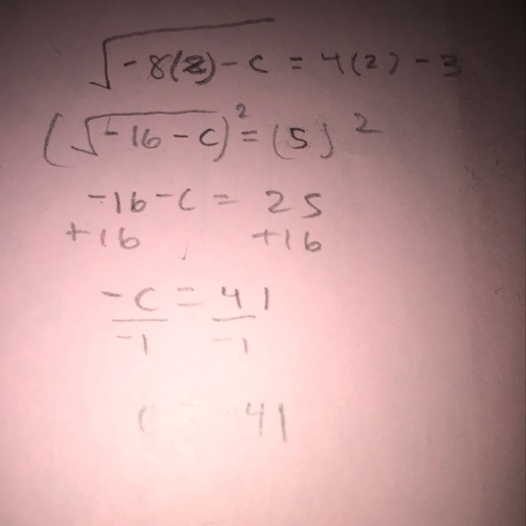 For what value of the constant c does the above equation have x = 2 as the only solution-example-1