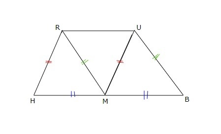 Provide the reasons for the proof. Given: RUMH is a rhombus. RUBM is a rhombus. Prove-example-1