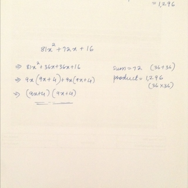 Find the factorization of the polynomial below. 81x^2+7x+16 A. (9x + 8)(9x + 8) B-example-1