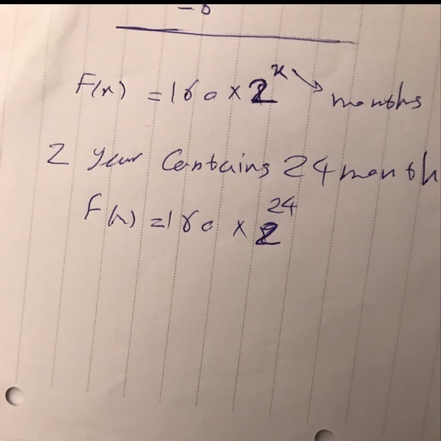 F(x)=160*2^(x) gives the populatino after x months. how many crickets will there be-example-1