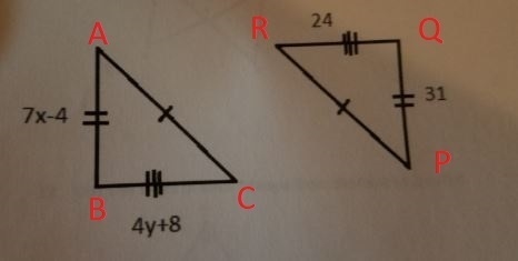 Find the value of x and y. show your work-example-2