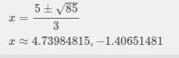 Solve by quadratic formula: 3x^2 - 10x - 20= 0-example-1