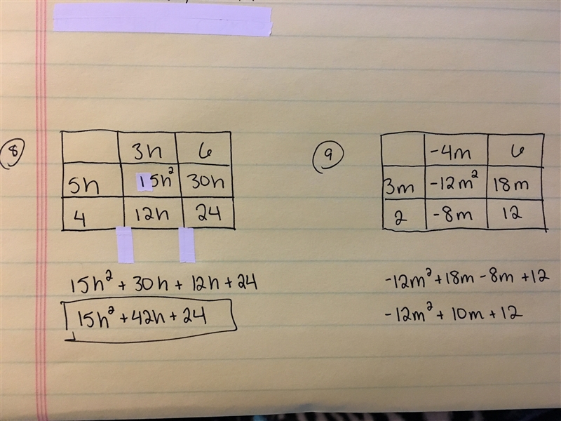 7. Simplify the product using the distributive property. (5h - 3)(3h + 7) (A). 15h-example-1