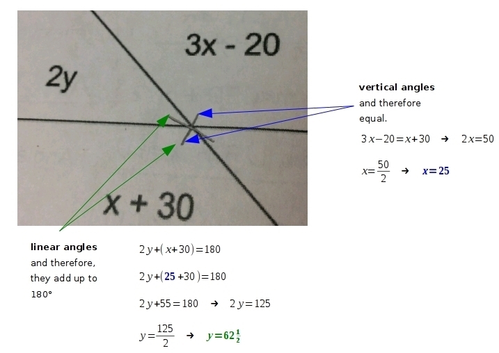 Find x and y of the given diagram-example-1