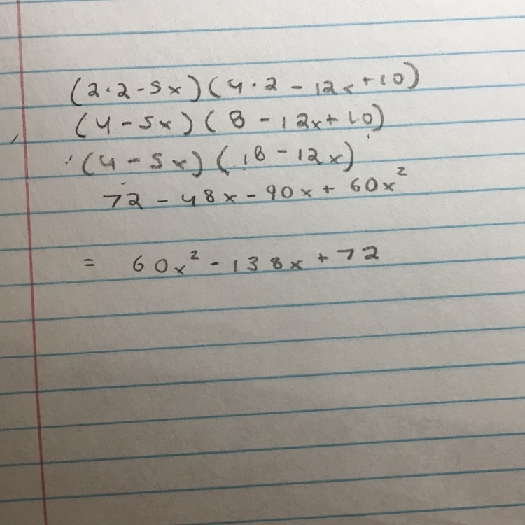 Multiply: (2x2 − 5x)(4x2 − 12x + 10)-example-1