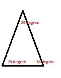 Yu-Xi draws a triangle with two angles measuring 79 degrees and 23 degrees.What is-example-1