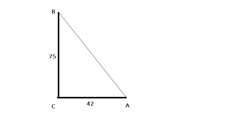 In somalia, city b is 75 kilometers due north of city c. city a is 42 kilometers due-example-1