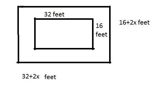 . An inground rectangular pool has a concrete pathway surrounding the pool. If the-example-1