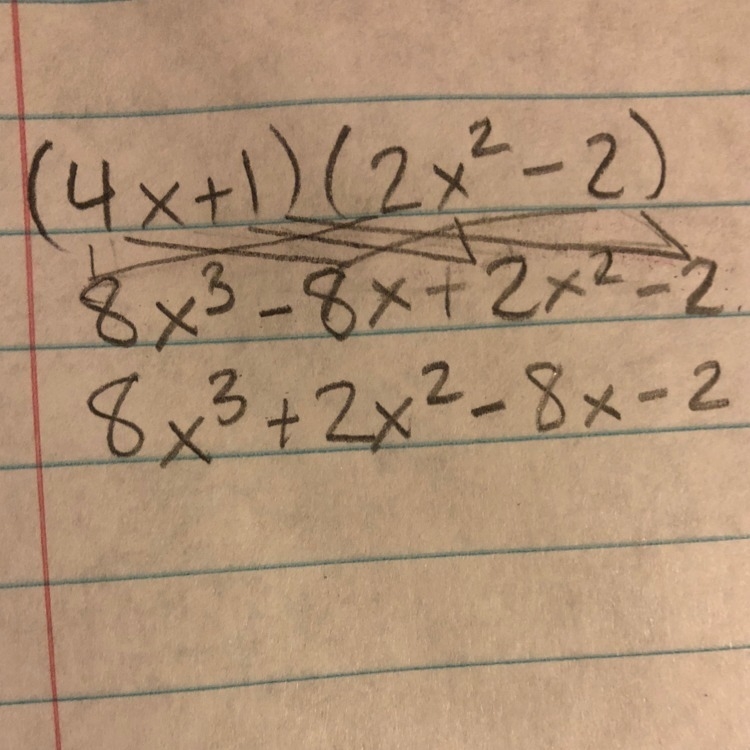 What is the correct expansion of (4x+1)(2x^2-2)-example-1