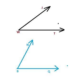 Draw an angle with the given name. 4. ∠JWT 5. ∠NBQ-example-1