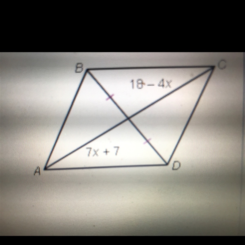 Find the value of x for which ABCD must be a parallelogram.-example-1