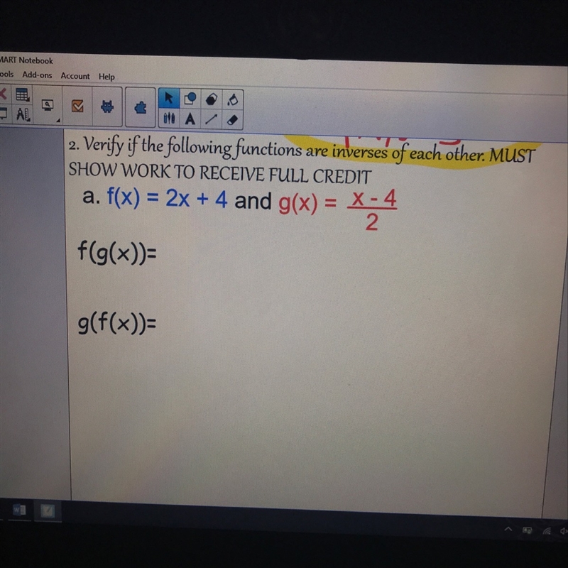 Can someone show me the steps to this? I need help! Algebra 2 Inverse Functions...-example-1