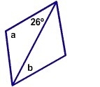 Find the values of a and b in the rhombus below.-example-1