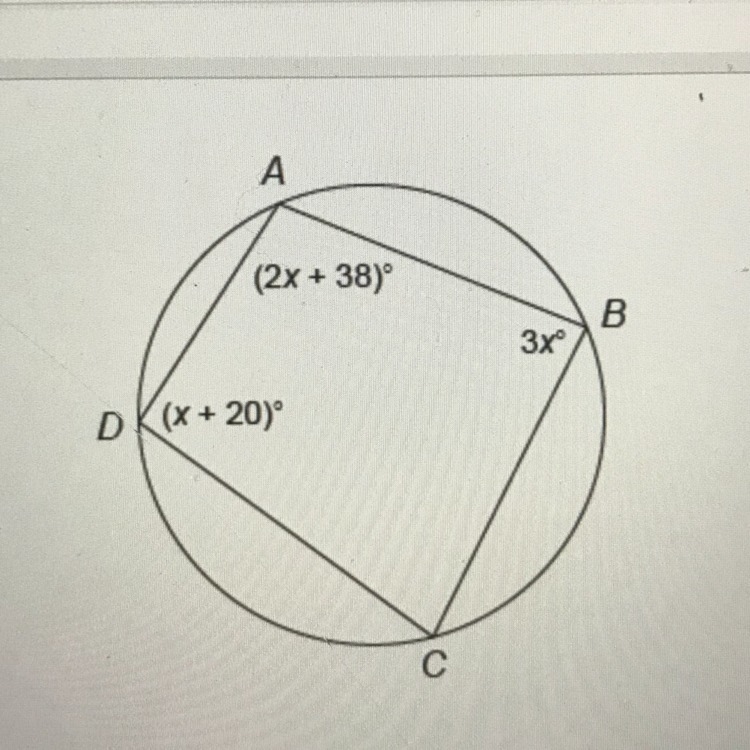 Quadrilateral ABCD is inscribed in this circle. What is the measure of angle c?-example-1