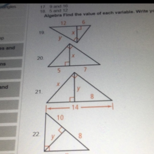 Find the value of x and y. Write your answer in simplest radical form. For question-example-1