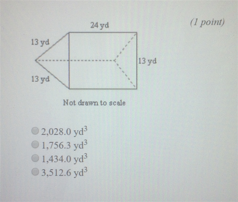 Find the volume of the given prism. Round to the nearest tenth if necessary.-example-1