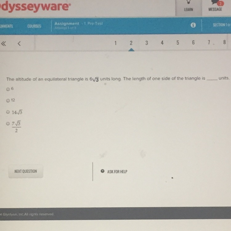 What is the length to one side of this triangle-example-1