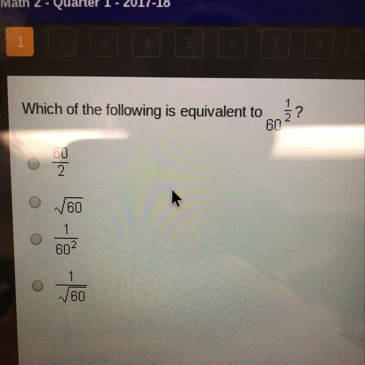 Which of the following is equivalent to 60^1/2-example-1