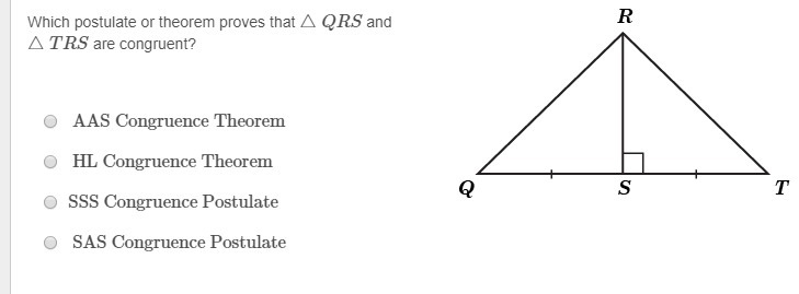 Which postulate or theorem proves that △QRS and △TRS are congruent? ​ AAS Congruence-example-1