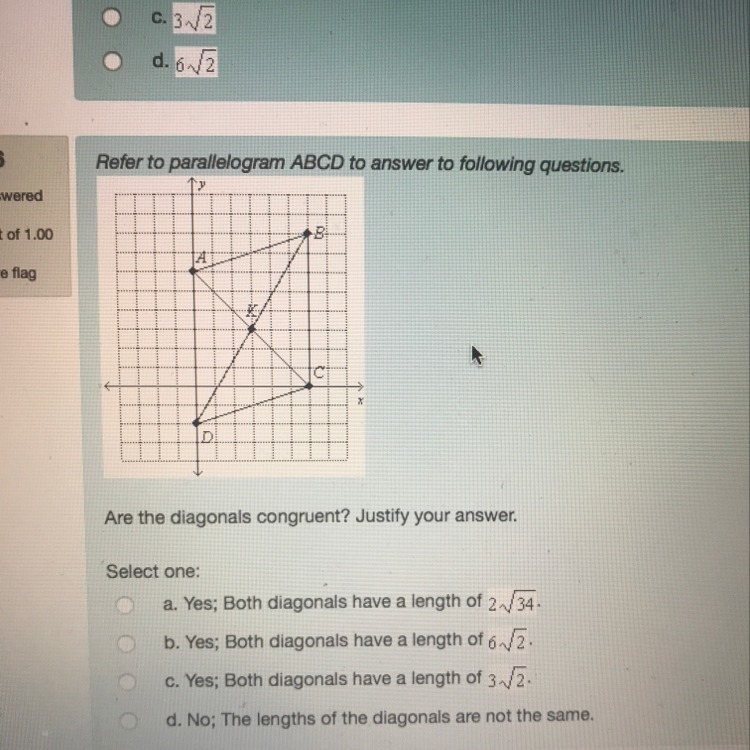 Refer to parallelogram ABCD to answer to the following questions. Multiple choice-example-1