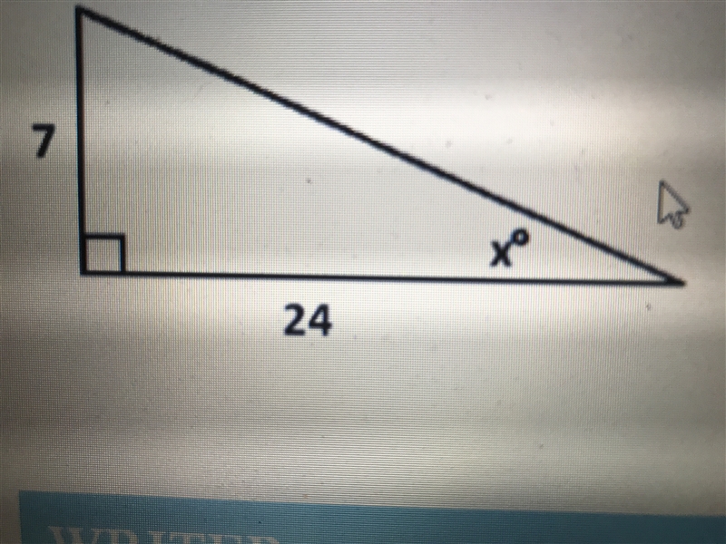 Enter the trigonometric equation you would use to solve for x in the following right-example-1