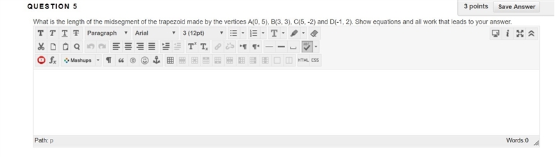 What is the length of the midsegment of the trapezoid made by the vertices A(0, 5), B-example-1