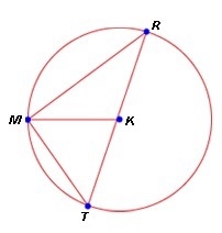 Which of the following segments is a radius of K? A) RT B) MT C) KM D) MR-example-1