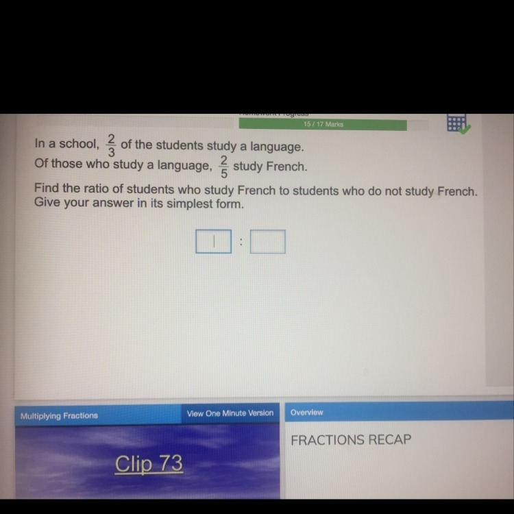 Find the ratio of the students who study French to students who do not study French-example-1