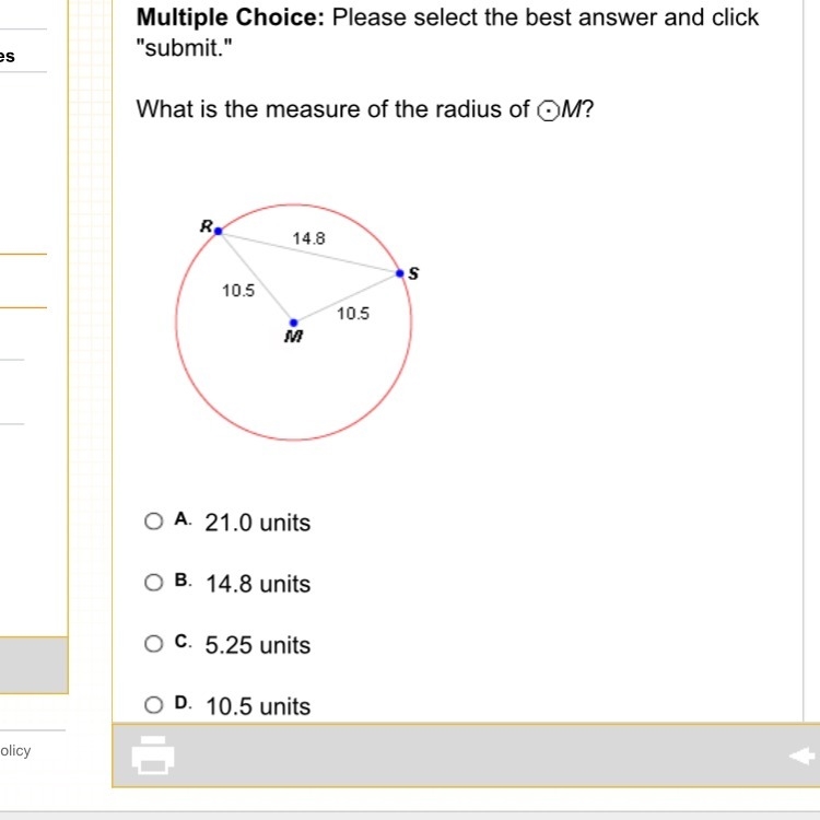 What is the measure of the radius of M? Please help-example-1