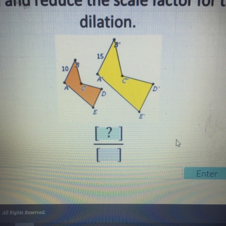 Find and reduce this scale factor for this dilation.-example-1