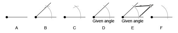 The figure shows the construction steps to duplicate an angle. The steps are in an-example-1