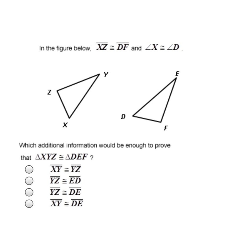 In the figure below, XZ = DF and-example-1