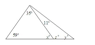 Find the value of x, y, and z A. x = 86, y = 94, z = 75 B. x = 86, y = 75, z = 94 C-example-1