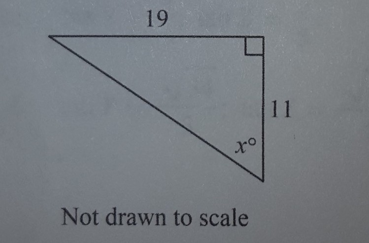 Find the value of x to the nearest degree a. 30 b. 60 c. 70 d. 85-example-1